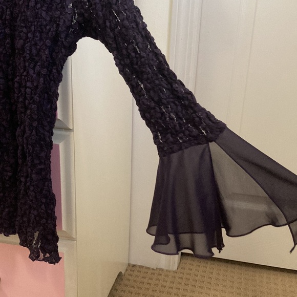 Whimsygoth vintage dark purple bell sleeve lace top - Picture 3 of 8